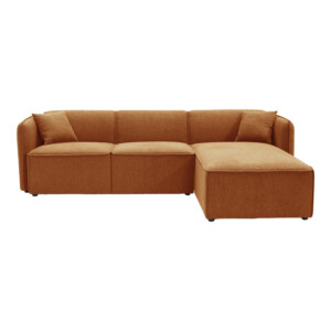 Kαναπές αναστρέψιμος γωνιακός Soofa pakoworld ύφασμα σε πορτοκαλί απόχρωση 270x163x74εκ-074-000052
