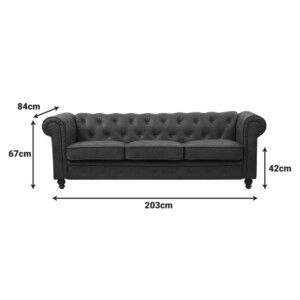 Kαναπές τριθέσιος Incredible pakoworld τύπου Chesterfield pu σε αντικέ καφέ απόχρωση 203x84x67εκ-074-000057