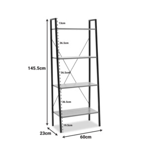 Βιβλιοθήκη- Ραφιέρα Ramon pakoworld φυσικό-μαύρο 60x23x145