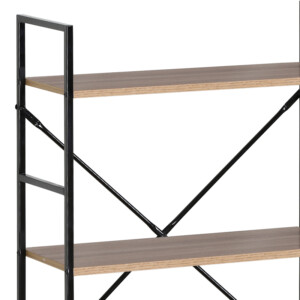 Βιβλιοθήκη-ραφιέρα Manlo pakoworld φυσικό-μαύρο μέταλλο 58.6x23.5x80εκ-085-000021