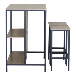 Σετ τραπέζι μπαρ Bailon pakoworld με ράφια σε oak απόχρωση με μαύρο μέταλλο 100x60x95εκ-085-000026