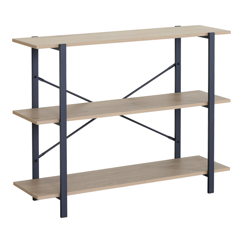 Επιδαπέδια ραφιέρα Nebranzo pakoworld σε oak απόχρωση με μαύρο μέταλλο 106x35x80εκ-085-000028