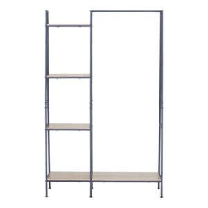 Έπιπλο εισόδου-ραφιέρα Herevy pakoworld σε oak απόχρωση με μαύρο μέταλλο 101x35x160εκ-085-000030