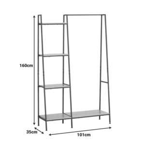 Έπιπλο εισόδου-ραφιέρα Herevy pakoworld σε oak απόχρωση με μαύρο μέταλλο 101x35x160εκ-085-000030