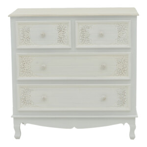 Συρταριέρα Pazlen Inart mdf σε λευκή αντικέ απόχρωση 80x40x80εκ-087-000008