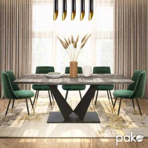 Τραπέζι Gordon pakoworld επεκτεινόμενο γκρι cement- πόδι μαύρο μέταλλο 160-200x90x75εκ-093-000008