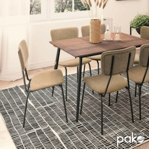 Καρέκλα Tania pakoworld ύφασμα μπεζ antique-μαύρο πόδι-096-000010