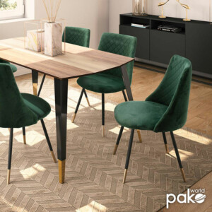 Καρέκλα Giselle pakoworld βελούδο σκούρο πράσινο-μαύρο χρυσό πόδι-096-000012