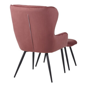 Πολυθρόνα με υποπόδιο Rueda pakoworld βελούδο σε σάπιο μήλο απόχρωση με μαύρα μεταλλικά πόδια 71.5x66.5x99εκ-096-000043