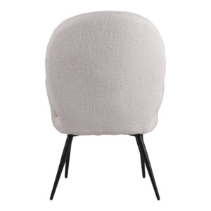 Πολυθρόνα με υποπόδιο Qarar pakoworld μπουκλέ ύφασμα σε λευκή απόχρωση με μαύρα μεταλλικά πόδια 67.5x67.5x106εκ-096-000044