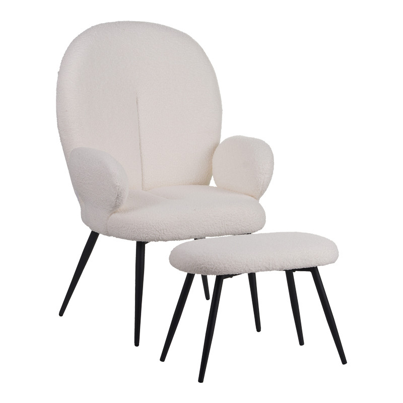 Πολυθρόνα με υποπόδιο Qarar pakoworld μπουκλέ ύφασμα σε λευκή απόχρωση με μαύρα μεταλλικά πόδια 67.5x67.5x106εκ-096-000044 Πολυθρόνα με υποπόδιο Qarar pakoworld μπουκλέ ύφασμα σε λευκή απόχρωση με μαύρα μεταλλικά πόδια 67.5x67.5x106εκ-096-000044