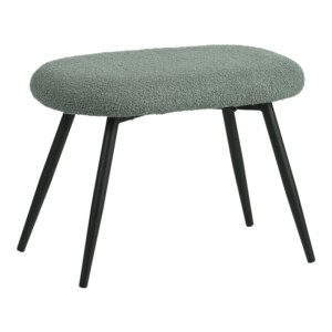 Πολυθρόνα με υποπόδιο Qarar pakoworld μπουκλέ ύφασμα σε μέντα απόχρωση με μαύρα μεταλλικά πόδια 67.5x67.5x106εκ-096-000045