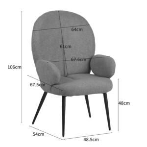 Πολυθρόνα με υποπόδιο Qarar pakoworld μπουκλέ ύφασμα σε μέντα απόχρωση με μαύρα μεταλλικά πόδια 67.5x67.5x106εκ-096-000045