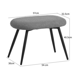 Πολυθρόνα με υποπόδιο Qarar pakoworld μπουκλέ ύφασμα σε μέντα απόχρωση με μαύρα μεταλλικά πόδια 67.5x67.5x106εκ-096-000045