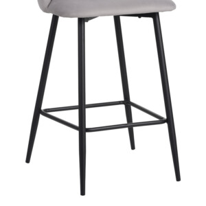 Σκαμπό μπαρ Barow pakoworld βελούδο σε ανοιχτό γκρι απόχρωση με μαύρα μεταλλικά πόδια 53x46.5x96.5-096-000049