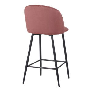 Σκαμπό μπαρ Barow pakoworld βελούδο σε σάπιο μήλο απόχρωση με μαύρα μεταλλικά πόδια 53x46.5x96.5-096-000050