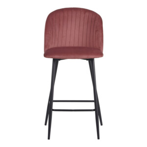 Σκαμπό μπαρ Barow pakoworld βελούδο σε σάπιο μήλο απόχρωση με μαύρα μεταλλικά πόδια 53x46.5x96.5-096-000050