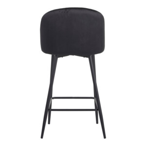 Σκαμπό μπαρ Barow pakoworld βελούδο σε μαύρη απόχρωση με μαύρα μεταλλικά πόδια 53x46.5x96.5-096-000051
