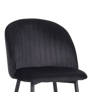 Σκαμπό μπαρ Barow pakoworld βελούδο σε μαύρη απόχρωση με μαύρα μεταλλικά πόδια 53x46.5x96.5-096-000051