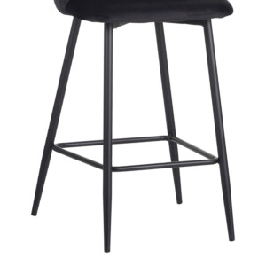 Σκαμπό μπαρ Barow pakoworld βελούδο σε μαύρη απόχρωση με μαύρα μεταλλικά πόδια 53x46.5x96.5-096-000051