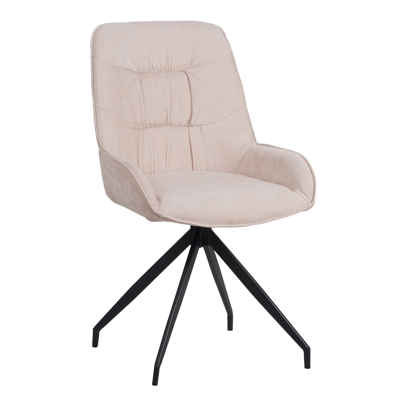 Καρέκλα περιστρεφόμενη Kadeira pakoworld ύφασμα μπεζ με μαύρα μεταλλικά πόδια 57.5x51x89-096-000052