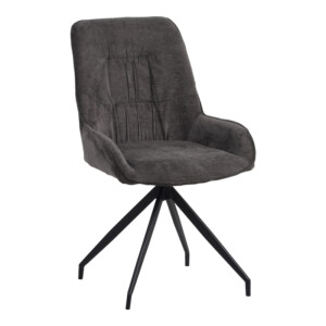 Καρέκλα περιστεφόμενη Kadeira pakoworld ύφασμα σκούρο γκρι- μαύρα μεταλλικά πόδια 57.5x51x89εκ-096-000053