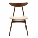 Καρέκλα Orlean pakoworld μπεζ ύφασμα-rubberwood καρυδί πόδι-097-000007