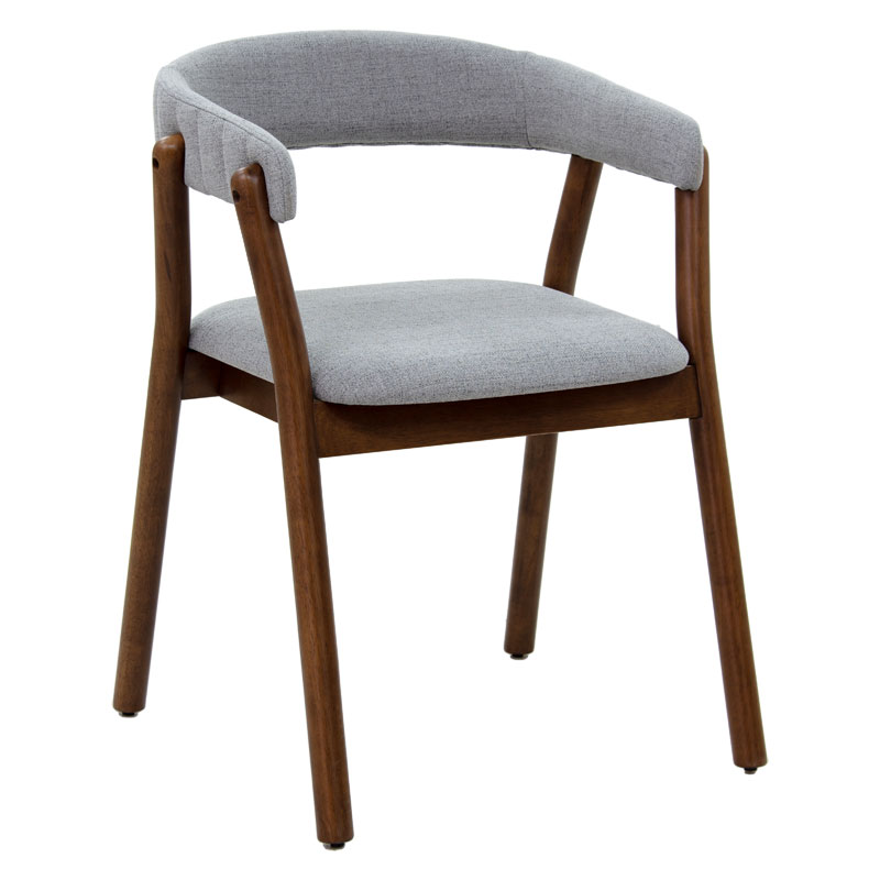 Πολυθρόνα Karma pakoworld γκρι ύφασμα-rubberwood καρυδί πόδι-097-000013 Πολυθρόνα Karma pakoworld γκρι ύφασμα-rubberwood καρυδί πόδι-097-000013