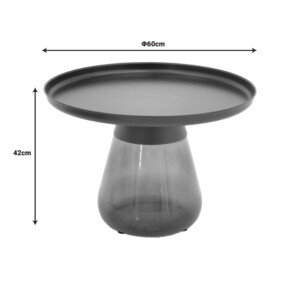 Βοηθητικό τραπέζι Kunlo Inart μαύρο μέταλλο-μαύρο γυαλί Φ60x42εκ-101-000105