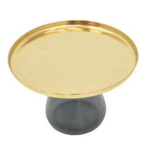 Βοηθητικό τραπέζι Kunlo Inart χρυσό χρώμιο-μαύρο γυαλί Φ60x42εκ-101-000106