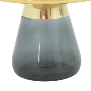 Βοηθητικό τραπέζι Kunlo Inart χρυσό χρώμιο-μαύρο γυαλί Φ60x42εκ-101-000106