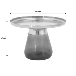 Βοηθητικό τραπέζι Kunlo Inart χρυσό χρώμιο-μαύρο γυαλί Φ60x42εκ-101-000106