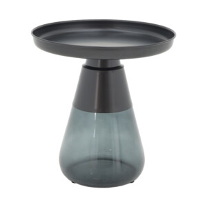 Τραπέζια σαλονιού Kunlo Inart σετ 2τεμ μαύρο μέταλλο-μαύρο γυαλί-101-000123