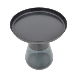 Τραπέζια σαλονιού Kunlo Inart σετ 2τεμ μαύρο μέταλλο-μαύρο γυαλί-101-000123