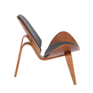 Πολυθρόνα Vilma pakoworld PU μαύρο- plywood καρυδί 90x73x75εκ-106-000015