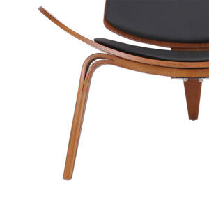 Πολυθρόνα Vilma pakoworld PU μαύρο- plywood καρυδί 90x73x75εκ-106-000015