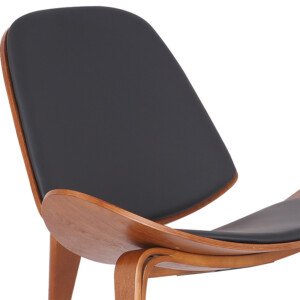 Πολυθρόνα Vilma pakoworld PU μαύρο- plywood καρυδί 90x73x75εκ-106-000015