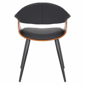 Πολυθρόνα Austen pakoworld PU μαύρο-πόδι καρυδί-106-000019