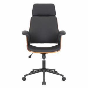 Καρέκλα γραφείου διευθυντή Hermanos pakoworld μαύρο pu - ξύλο καρυδί-106-000020