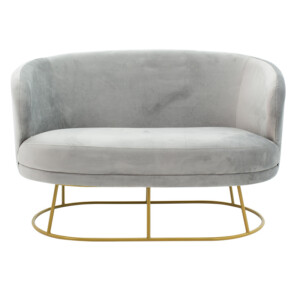 Καναπές 2θέσιος Rony pakoworld βελούδο γκρι-χρυσό 132x82x83εκ-110-000046