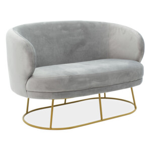 Καναπές 2θέσιος Rony pakoworld βελούδο γκρι-χρυσό 132x82x83εκ-110-000046