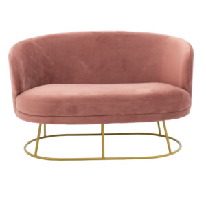 Καναπές 2θέσιος Rony pakoworld βελούδο σάπιο μήλο-χρυσό 132x82x83εκ-110-000048