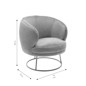 Πολυθρόνα Rony pakoworld βελούδο γκρι-χρυσό 78x75x82εκ-110-000054