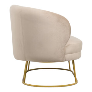 Καναπές διθέσιος Rony pakoworld βελούδο μπεζ-πόδι χρυσό μέταλλο 135x75x85εκ-110-000056