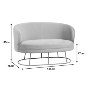 Καναπές διθέσιος Rony pakoworld βελούδο μπεζ-πόδι χρυσό μέταλλο 135x75x85εκ-110-000056