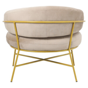 Πολυθρόνα Malu pakoworld βελούδο μπεζ-πόδι χρυσό μέταλλο 84x79x76εκ-110-000058