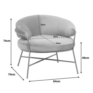 Πολυθρόνα Malu pakoworld βελούδο μπεζ-πόδι χρυσό μέταλλο 84x79x76εκ-110-000058