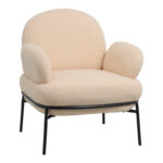 Πολυθρόνα Jaycob pakoworld μπουκλέ μπεζ-πόδι μαύρο μέταλλο 74x71x83εκ-110-000060