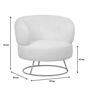 Πολυθρόνα Connie pakoworld κρεμ μπουκλέ ύφασμα-πόδι χρυσό μέταλλο 87x81x81εκ-110-000071