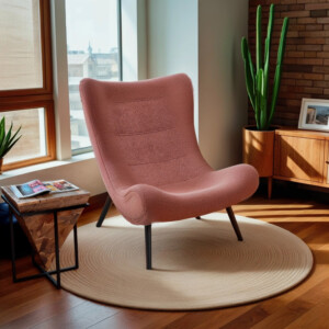 Πολυθρόνα-μπερζέρα Silla pakoworld μπουκλέ ύφασμα σε σάπιο μήλο απόχρωση 97x80x100εκ-110-000080